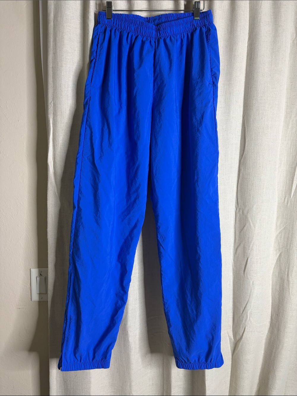 Vintage L Bright Blue Women's Elastic-Waist Casual Pants